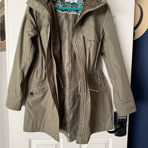 Nine West Olive Green Hooded Trench Coat